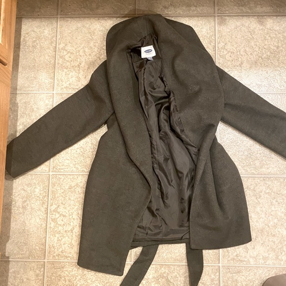 Old Navy Dark Dark Green Hooded Wrap Coat Size Small - Picture 1 of 4